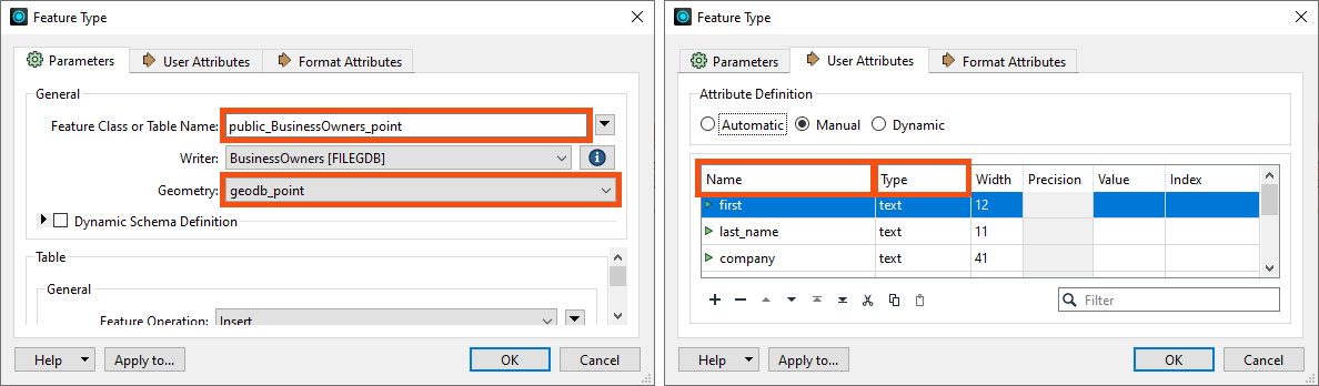 Viewing writer feature type schema
